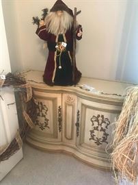 #19 white and gold cabinet w/doors 48x14x29 $190