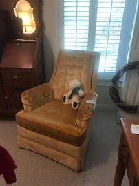 #32 (2) Highland House yellow button back chairs $75 ea