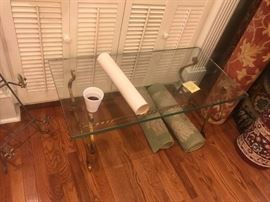 #61 Gold base glass top coffee table 4020x17 $100