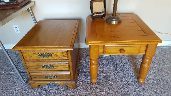 table with drawers - $40  wood table with one drawer  $30