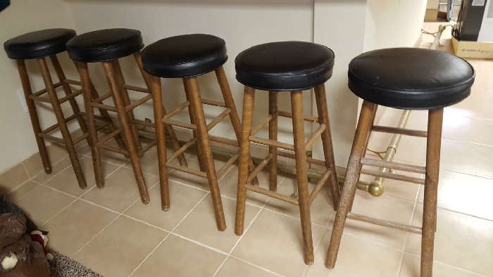 Five black top bar stools - $100   (or $20 each)