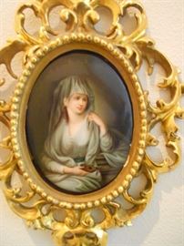 Hand painted porcelain plaque marked Germany.