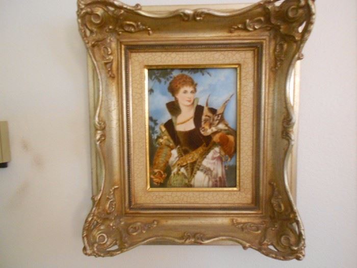 Hand painting porcelain plaque marked Germany.