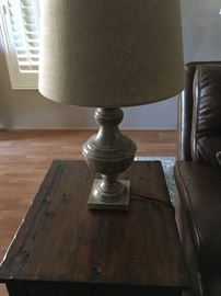 Lamp and Dark wood End Table