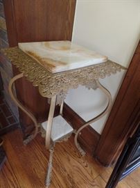 Marble and filigree plant stand