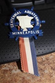 Vintage Centennial Aquatennial Minneapolis pin and ribbon. (1949)