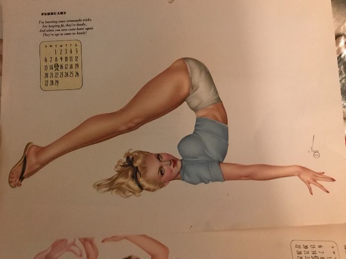 vintage pinup girl calendar page