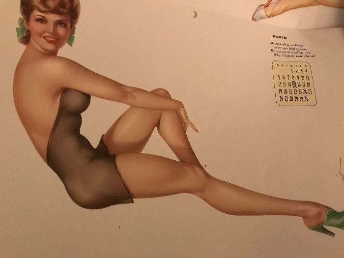 vintage pinup girl calendar page