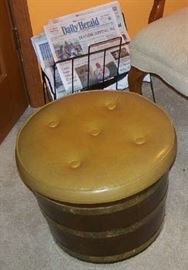 vintage leather "drum" stool