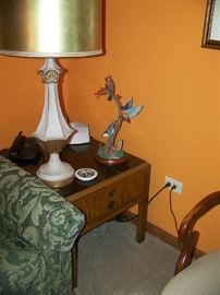 other end table-pair of lamps.  Birds not for sale