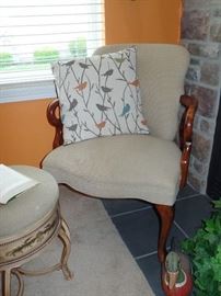 1 of 2 matching Vintage, Queen Anne, side chairs 