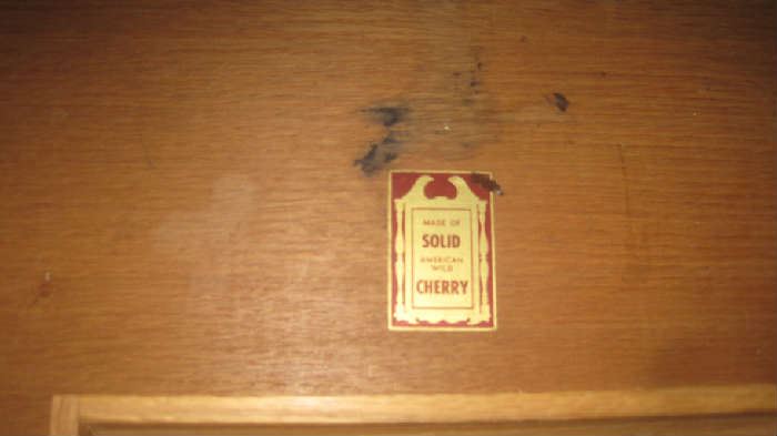 Davis Cabinet label in dresser drawer from the 1940s