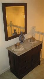 Marble top wash stand, mirror