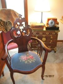 Needlepoint seat arm chair