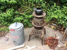 Old stove, busker & cooler