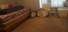 Twin Bed, Mirrors, Wall Decor