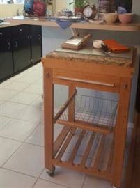 Marble Top Butcher Block, Assorted Kitchen Items