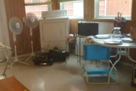 Dryer, Fans, Electronic Equipment, Glass Patio Table, Beach Chair, BBQ Utensils Set with Case, Dry Erase Board