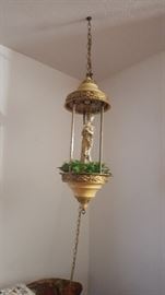 Vintage Greek Goddess Rain Drop Motion Oil Swag Lamp ~ Fountain Retro