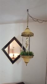 Vintage Greek Goddess Rain Drop Motion Oil Swag Lamp ~ Fountain Retro