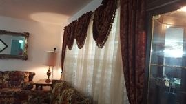 Formal Living Room Sofa Sleeper and Love Seat, Drapes, Lamps, End Tables