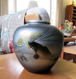 Mixed Metal Vase Koi Fish