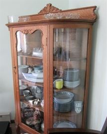 Antique Victorian Oak China Cabinet