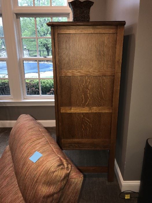 GORMAN’S LARGE WARDROBE CABINET- WOOD WITH METAL ACCENTS- -ASKING $600