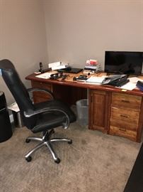 CUSTOM HAND-CRAFTED ONE OF A KIND LARGE EXECUTIVE DESK-CHERRY WOOD & BRAZILIAN CHERRY- ASKING $700
