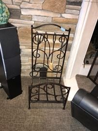 WROUGHT IRON FIREWOOD RACK WITH TOOL SET-ASKING $120