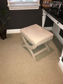 UPHOLSTERED STUDDED VALENCIA VANITY STOOL-NATURAL LINEN BY PETER HOANG-ASKING $100