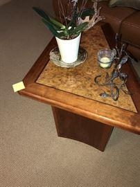 CUSTOM HAND-CRAFTED SIDE TABLE / COFFEE TABLE WITH BURL WOOD INLAY- ASKING $500