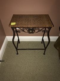 WICKER TOP METAL BASE SIDE TABLE-ASKING $75