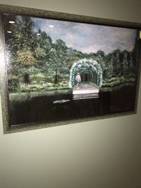CUSTOM FRAMED CLAUDE MONET IN HIS GARDEN PRINT-$150
