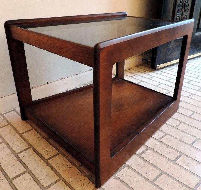 Mid Century Modern Glass Top "Wedge" Side Table
