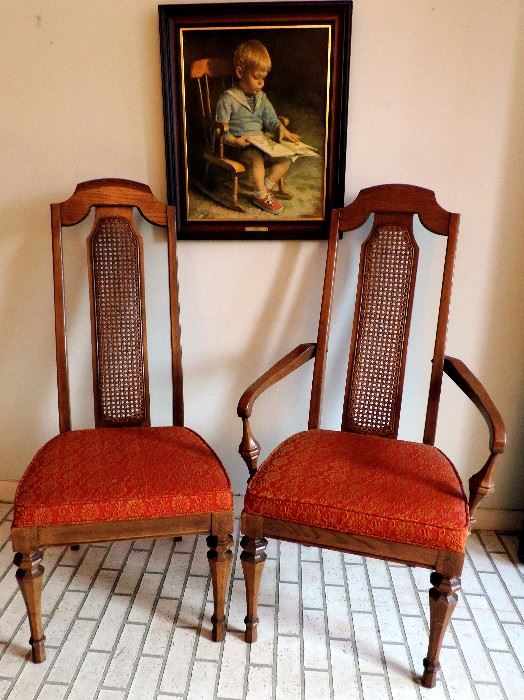 Mid Century Modern Caned Back "Sienna" Dining Chairs by Unique Furniture Makers, Winston, NC       No. 6120                               