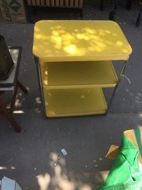 metal table in happy yellow