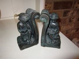 Pair of bronze Verdi bookends