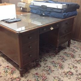 Old desk with glass top