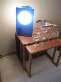 Nesting Tables. Cool Mid Century Lamp.