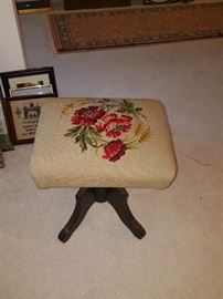 Vanity Stool, Embroidered 