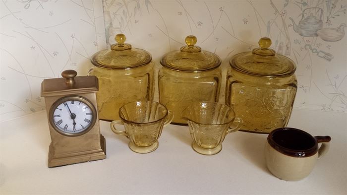 Amber glass biscuit jars