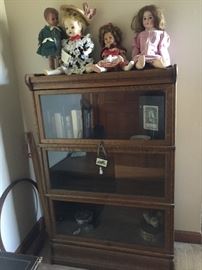 ANTIQUE DOLLS, LAWYERS BOOKCASE/3 STACK BARRISTER