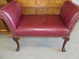  SCROLL ARM BENCH WITH CLAW FEET
