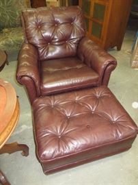 LEATHER CLUB CHAIR AND OTTOMAN
