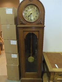 CARVED OAK DOME TOP GRANDFATHER CASE
