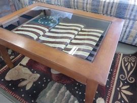 SHADOW BOX WITH FLAG COFFEE TABLE GLASS TOP
WARREN KIMBLE
