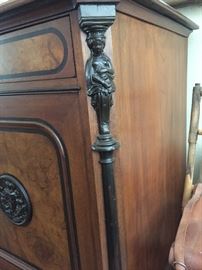 Burled Walnut Cabinet Greco-Roman Detail