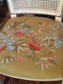 Needlepoint chairs.  Needle work done by Bette-jo Buhler.