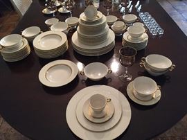 Theodore Haviland - Ivory and Gold Gotham Pattern.  Service for 8
